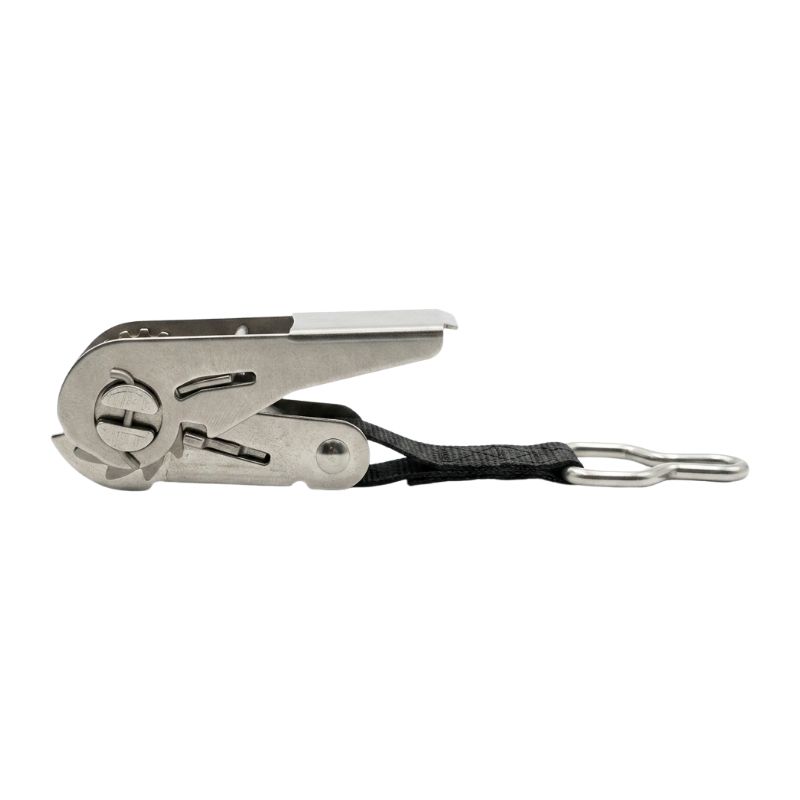 Cliquet inox anneau T sangle noire pour couverture à barres