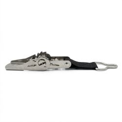 Cliquet inox anneau T sangle noire pour couverture à barres