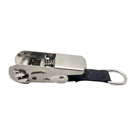Cliquet inox anneau D sangle noire pour couverture à barres