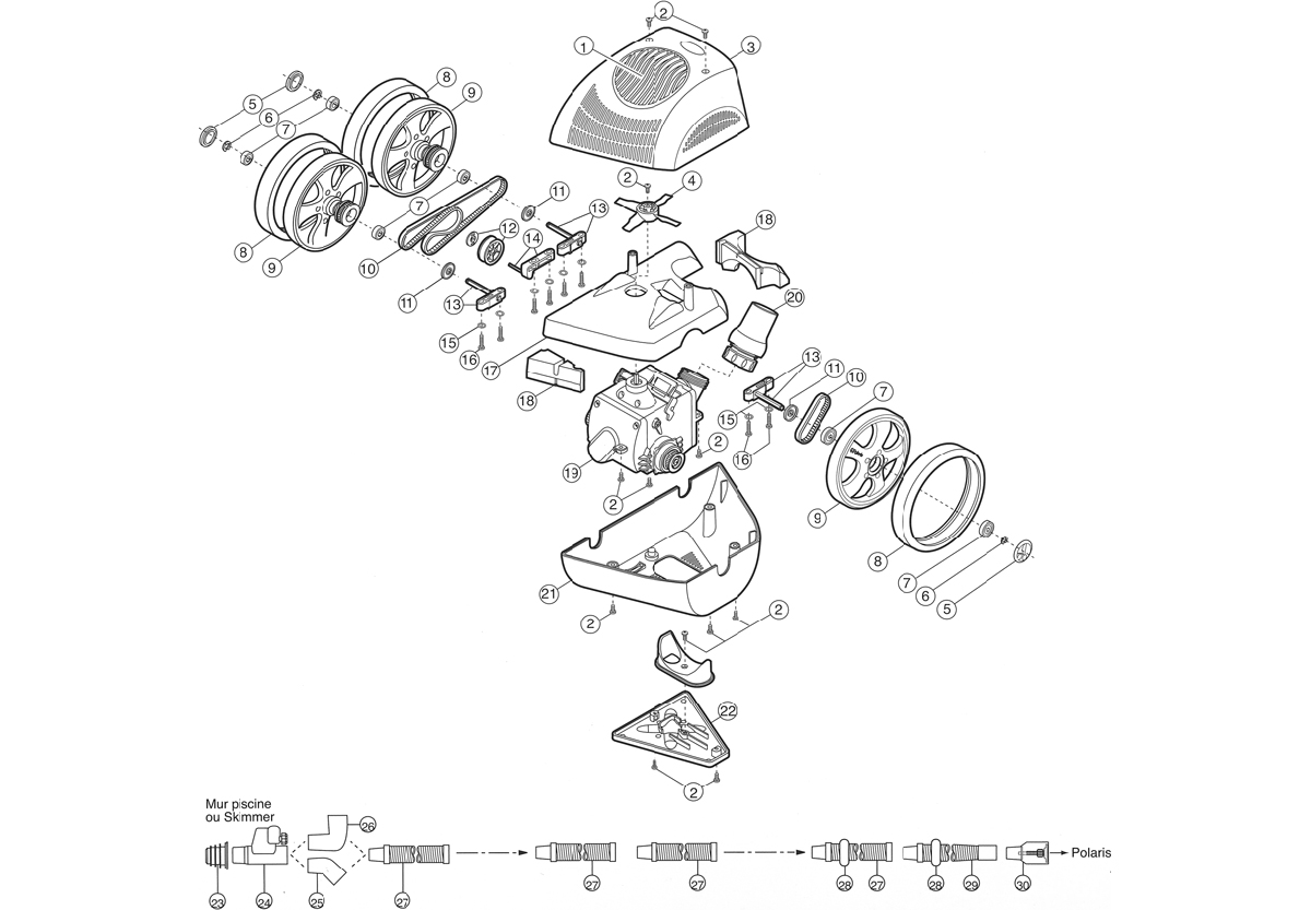 Vente de pièces détachées robot nettoyeur piscine Polaris 340