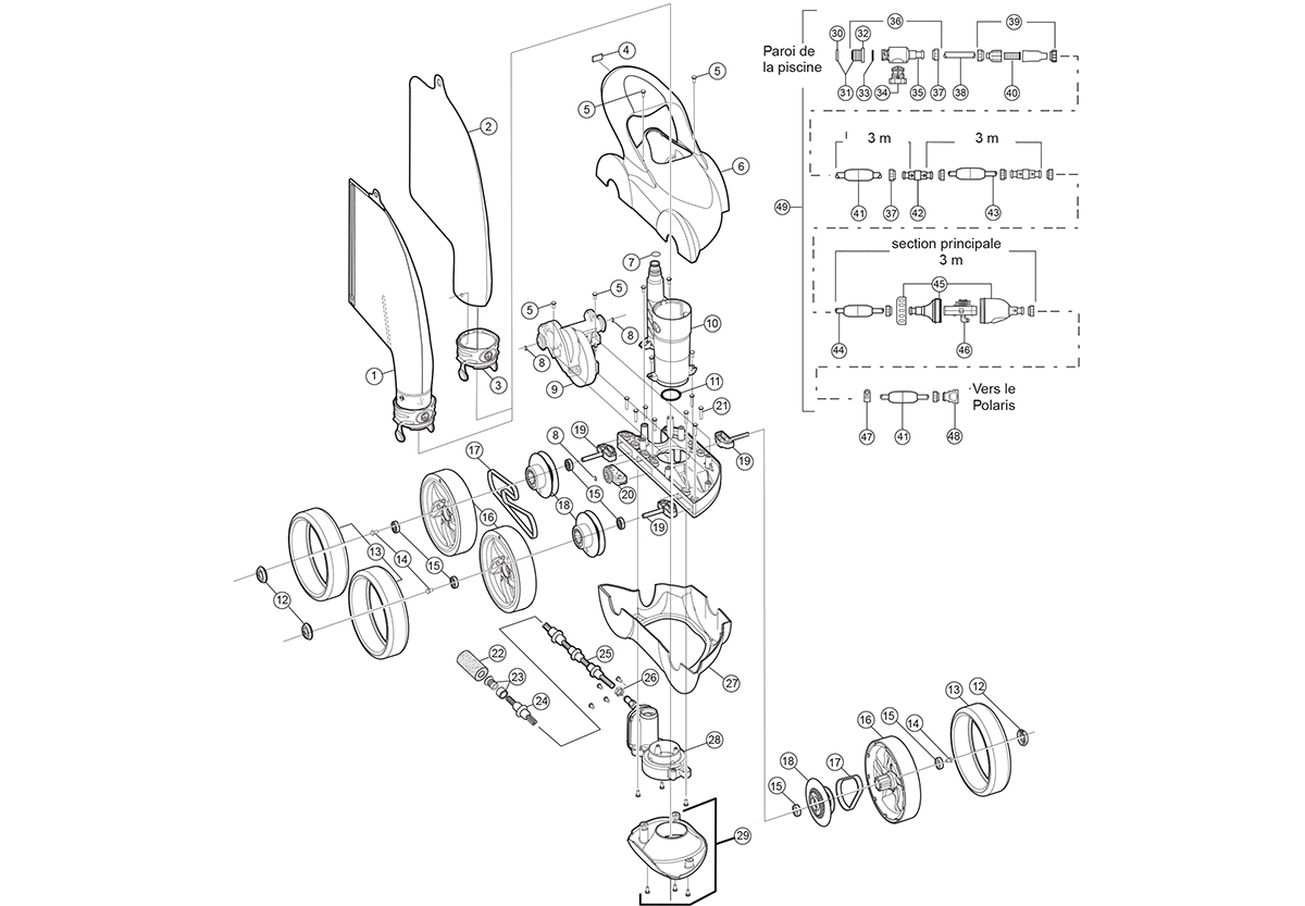 Vente de pièces détachées robot piscine Polaris 480 Pro