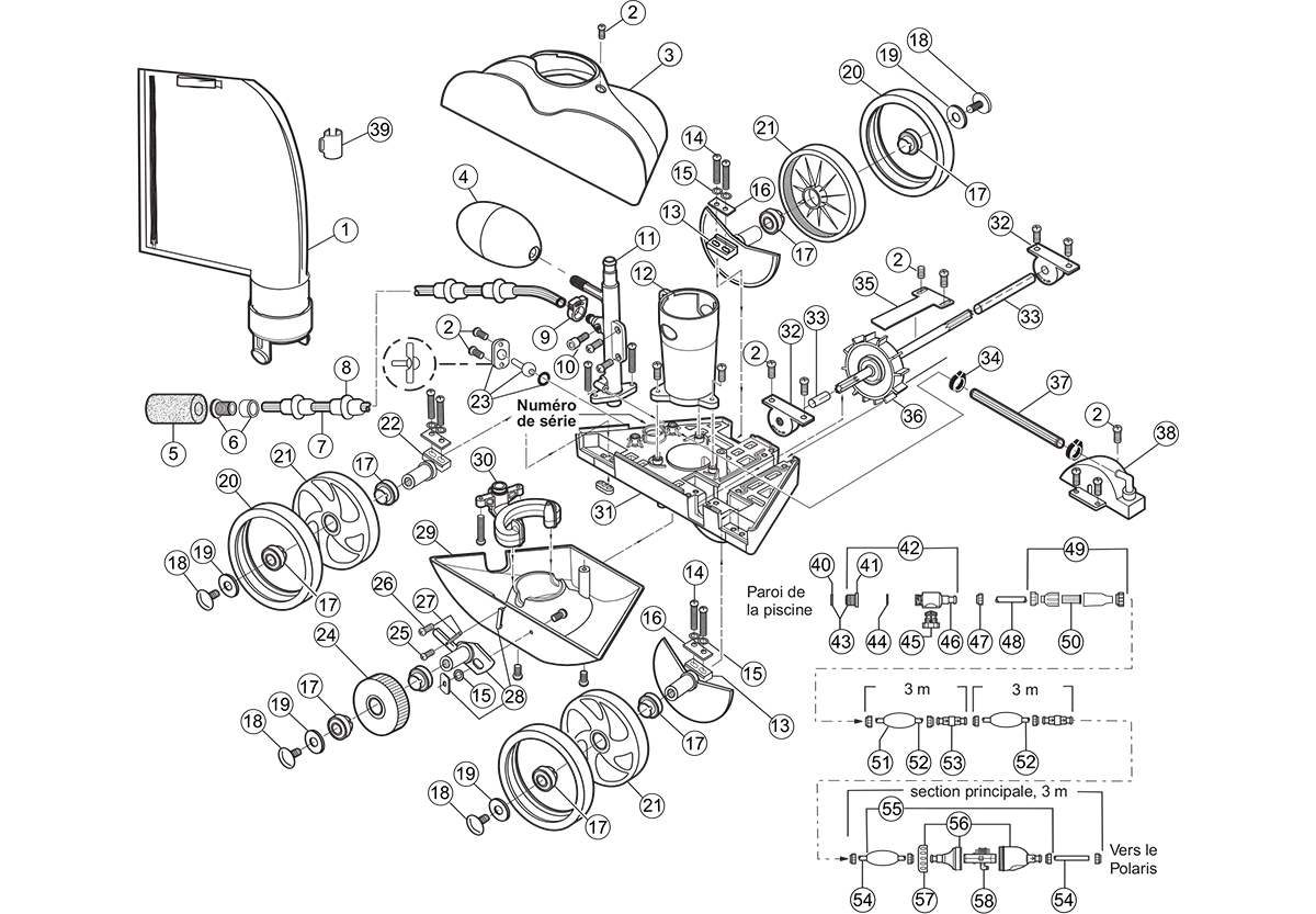Vente de pièces détachées robot nettoyeur piscine Polaris 380