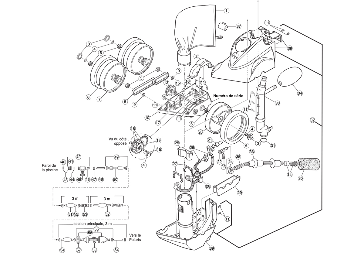 Vente de pièces détachées robot nettoyeur piscine Polaris 380