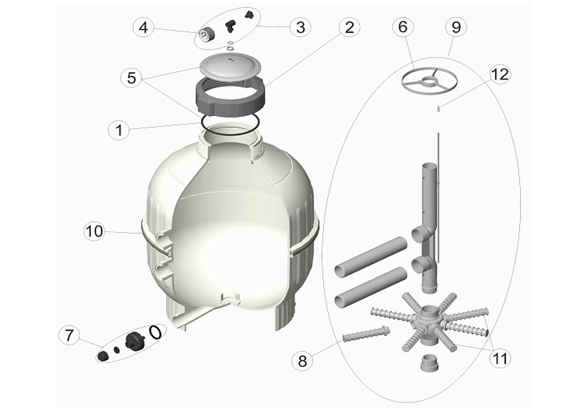Vente de pièces détachées pour filtre à sable Astralpool Cantabric D400, D500 et D600