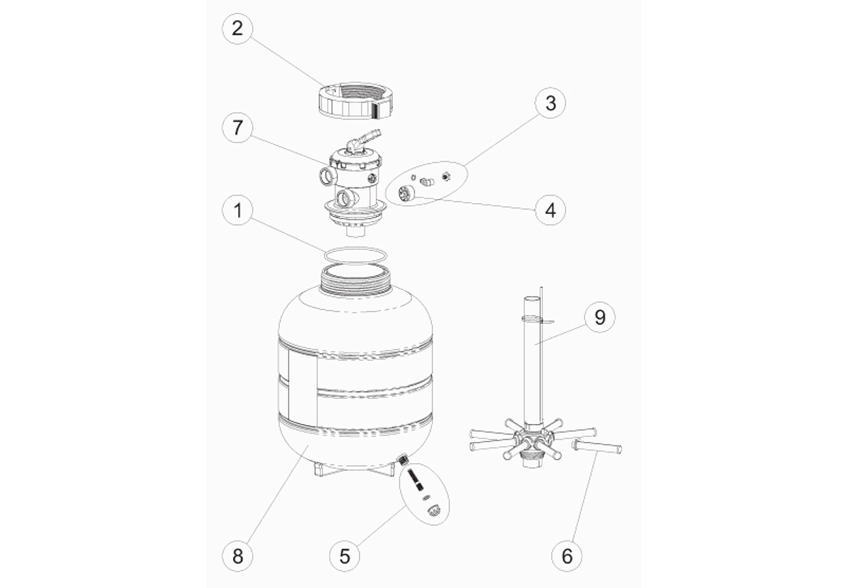 Vente de pièces de rechange pour filtre à sable Astralpool Millenium Top (bride à visser)