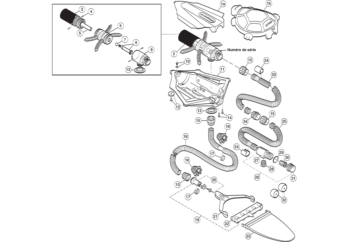 Vente de pièces détachées robot piscine Polaris 165 et Super Turtle