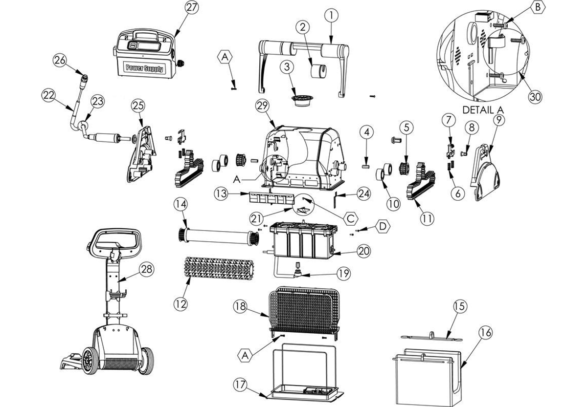 Vente de pièces détachées pour robot piscine Maytronics Dolphin 3001