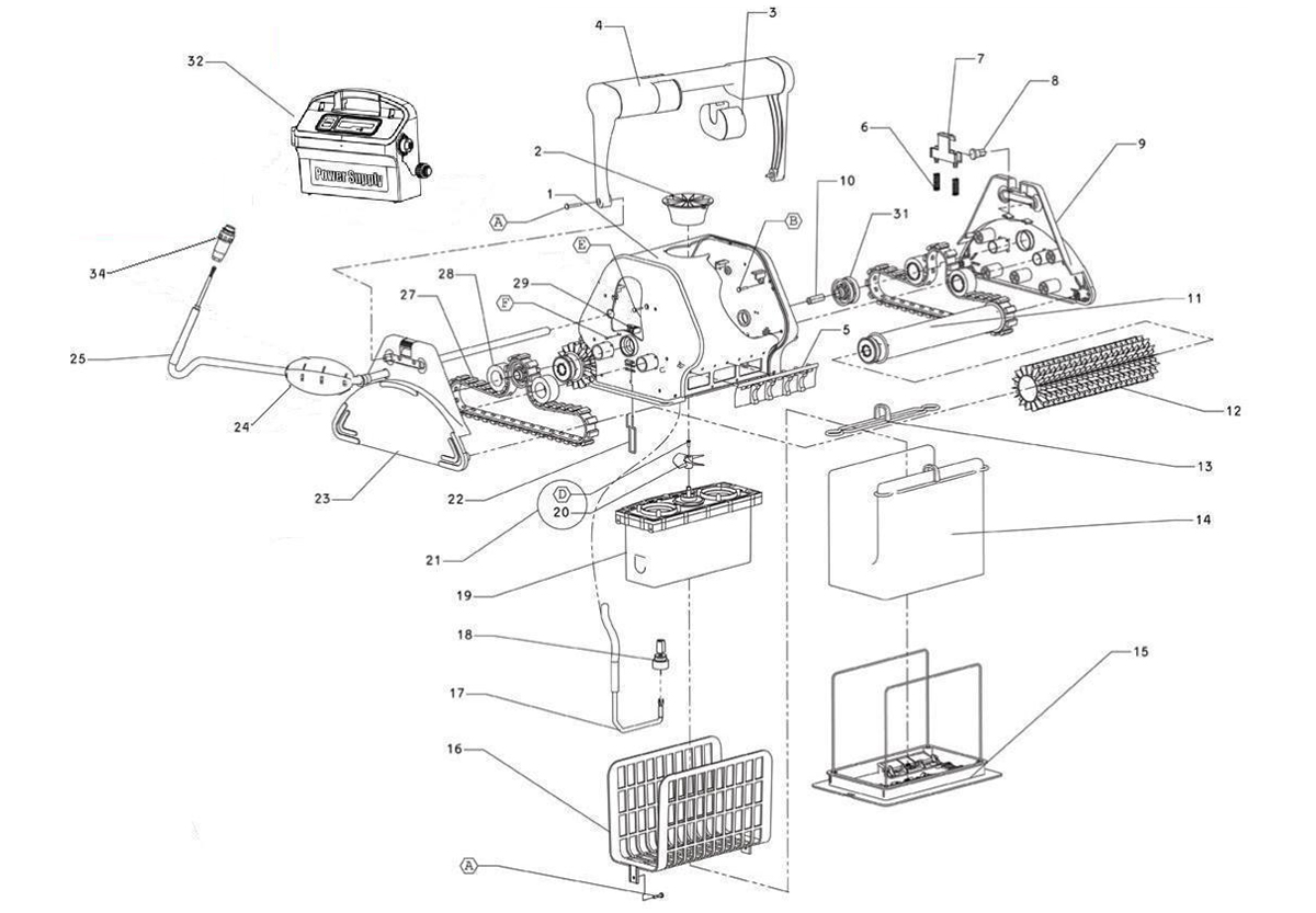 Vente de pièces détachées pour robot piscine Dolphin 2001