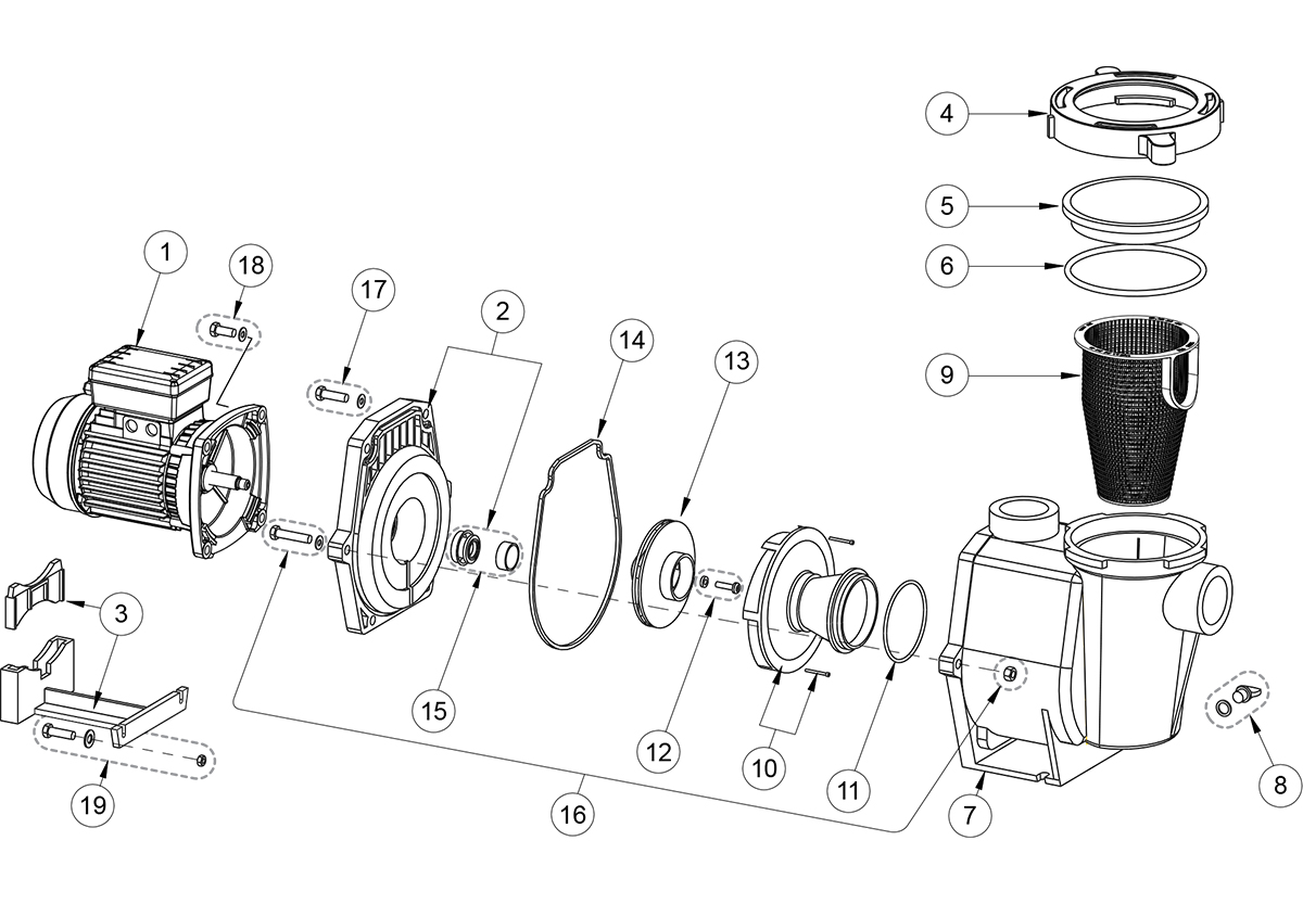 Vente de pièces détachées pour pompe piscine Sta-Rite Whisperpro S5P5R