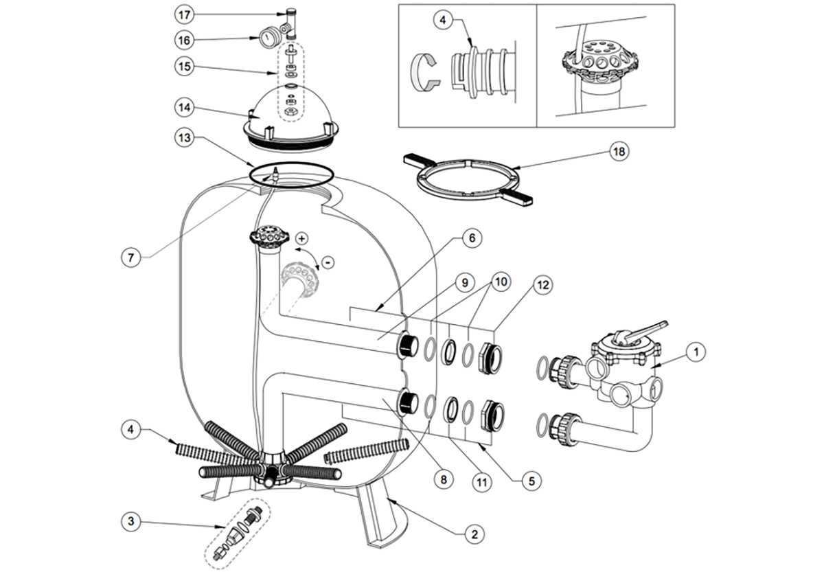 Vente de pièces détachées pour filtre à sable Pentair Triton / Triton II Clear Pro