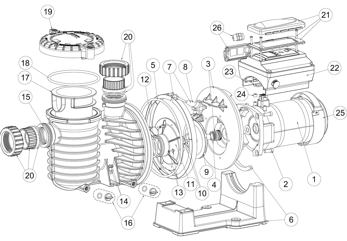 Vente de pièces détachées pour pompe Sta-Rite Intelliflo SW5P6R VSD