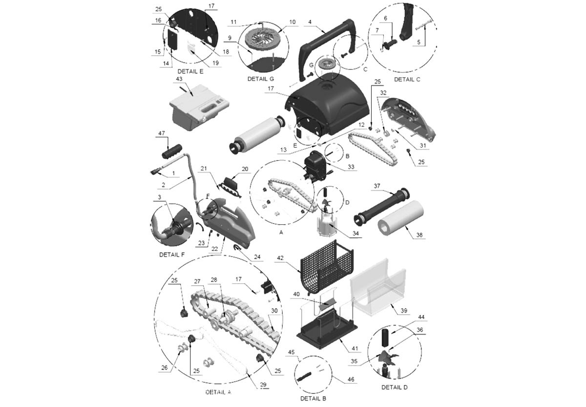 Pièces détachées robot piscine Aquabot Viva, prix, devis, accessoires