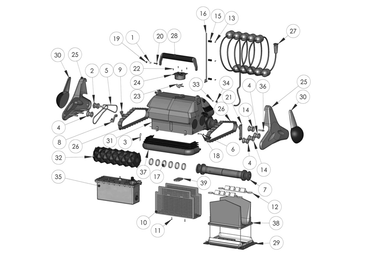 Vente de pièces détachées pour robot piscine Zodiac Cybernaut