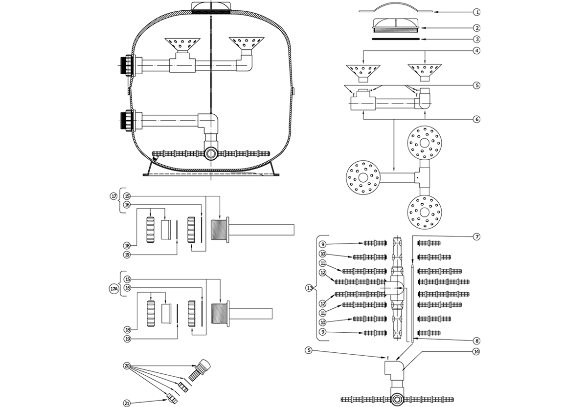 Vente de pièces détachées pour filtre à sable Lacron LSC 36 connexions 3"