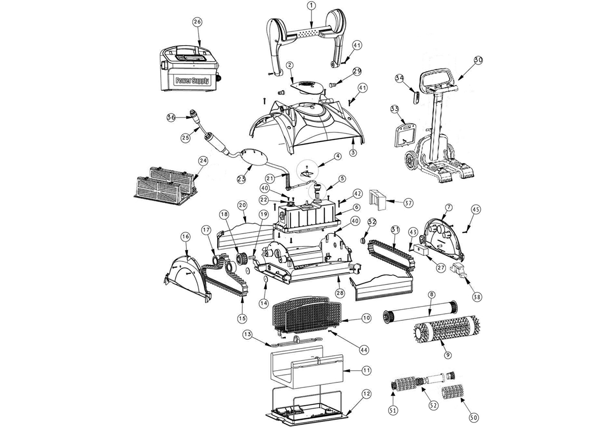 Vente de pièces détachées pour robot Maytronics Nauty (TC), Acapoolco (TC), Baly, DX4, Swash