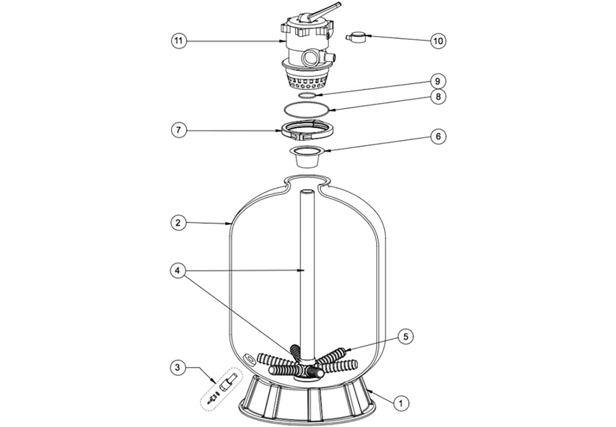Vente de pièces détachées pour filtre à sable Pentair Azur Top