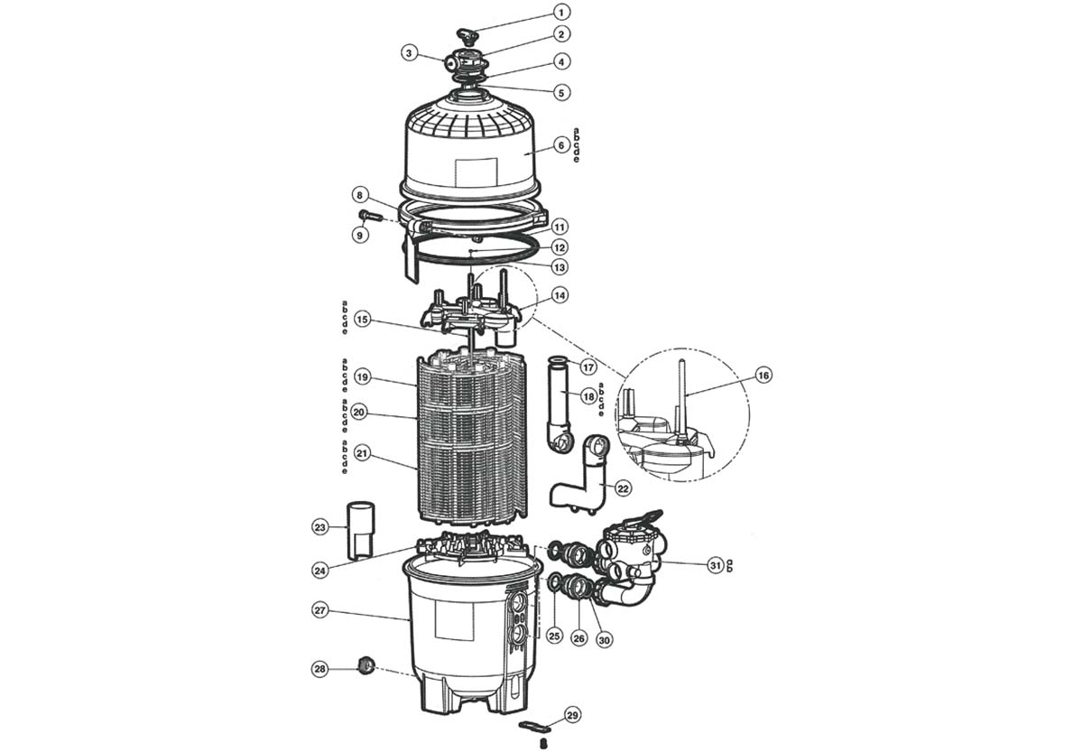 Vente de pièces détachées pour filtre à diatomée Hayward Pro Grid