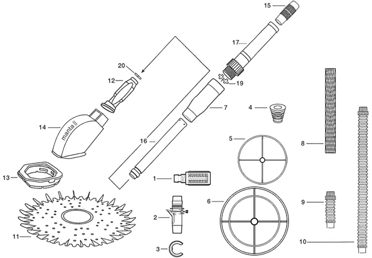 Vente de pièces détachées pour robot piscine Zodiac Manta II