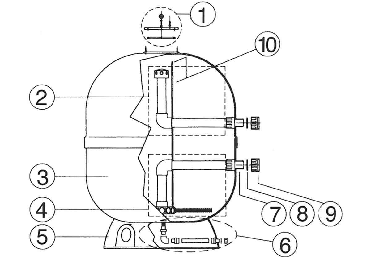 Vente de pièces détachées pour filtre à sable SNTE Jupiter Side 50