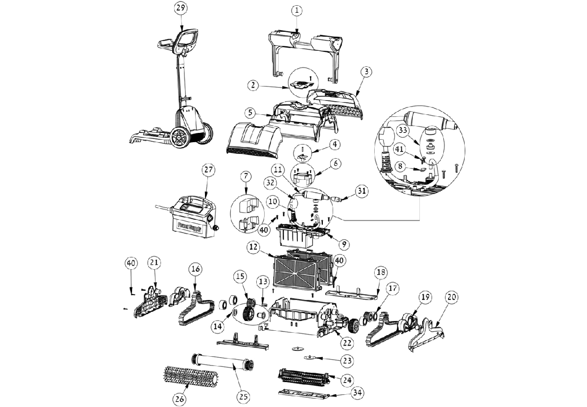 Vente de pièces détachées pour robot électrique Maytronics Dolphin Supreme M4/M400