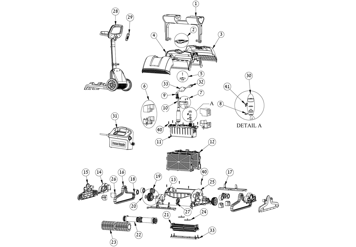 Vente de pièces détachées pour robot électrique Maytronics Dolphin Supreme M5/M500