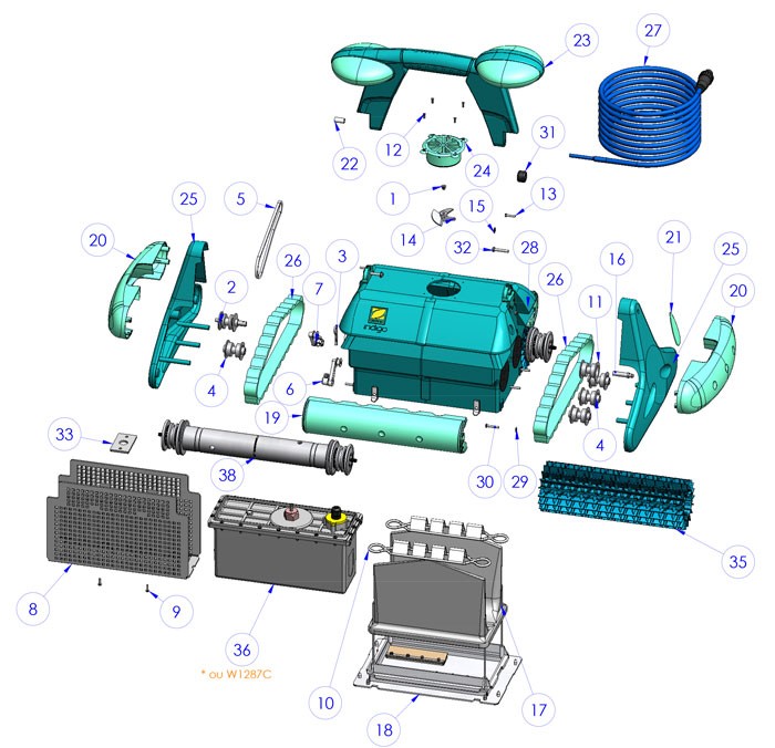 Vente de pièces détachées pour robot électrique Zodiac Indigo