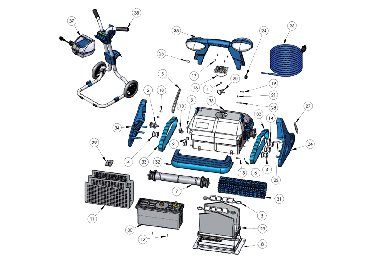 Vente de pièces détachées pour robot électrique Zodiac Aquarelax