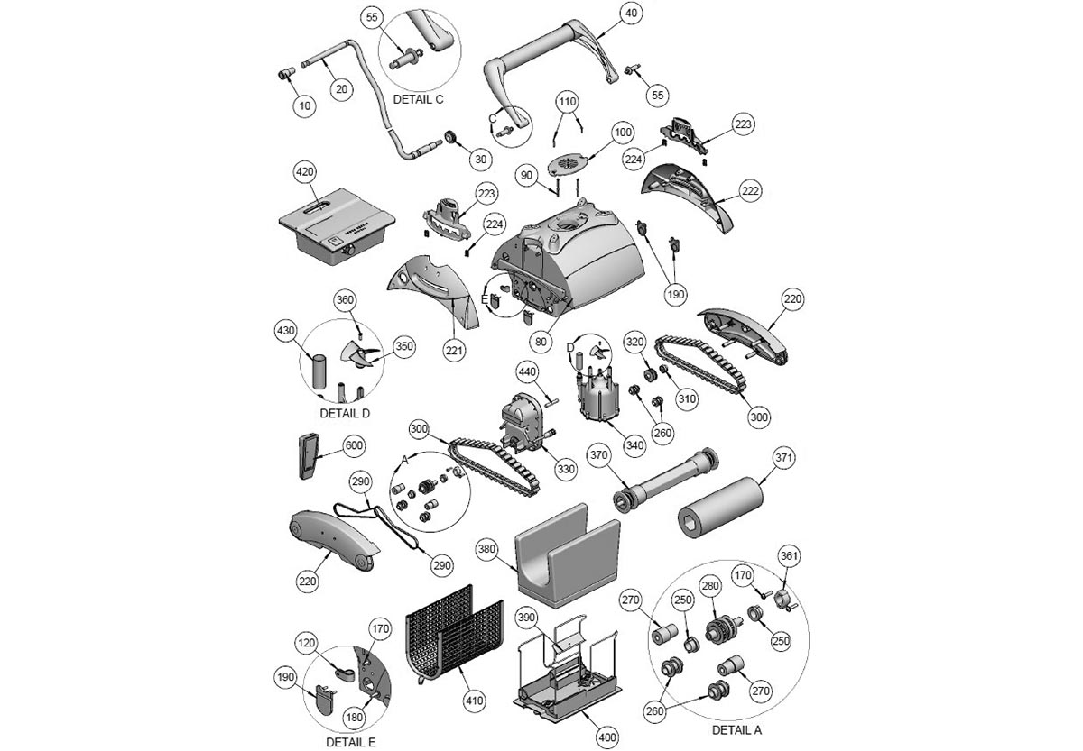 Vente de pièces détachées pour robot de piscine Astralpool Galeon MD et RC