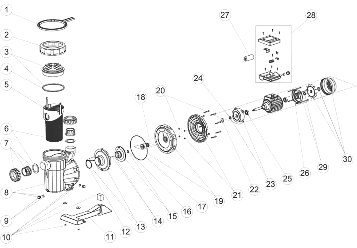 Vente de pièces détachées pour pompe Astralpool Victoria (plus) et Sprint
